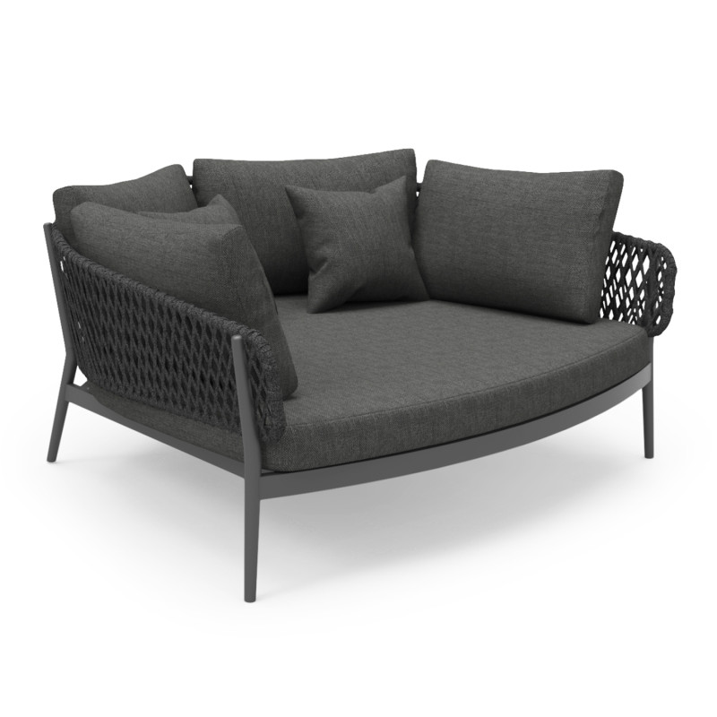 DAYBED 2ΘΕΣΙΟ ΣΕΙΡΑ CAMELLIA HM6217.01 ΣΚΟΥΡΟ ΓΚΡΙ ΑΛΟΥΜΙΝΙΟ-P.E.ΣΧΟΙΝΙ-OLEFIN 164x144x70Υεκ.
