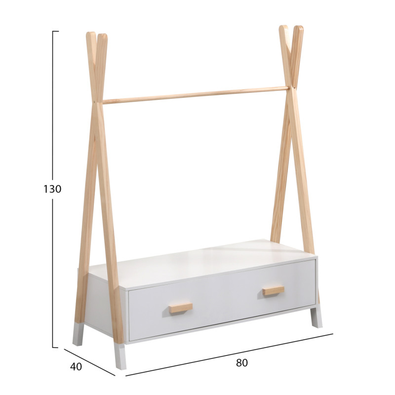 ΚΡΕΜΑΣΤΡΑ ΜΕ ΣΥΡΤΑΡΙΑ ΠΑΙΔΙΚH PASCHAL HM2491.03 ΜΕΛΑΜΙΝΗ-ΞΥΛΟ ΠΕΥΚΟΥ 80x40x130Υεκ
