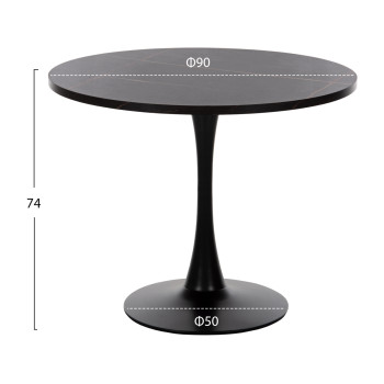 ΤΡΑΠΕΖΙ ΤΡΑΠΕΖΑΡΙΑΣ ROLLO HM9421.12 ΣΤΡΟΓΓΥΛΟ BLACK MARBLE Φ90x74Υεκ.