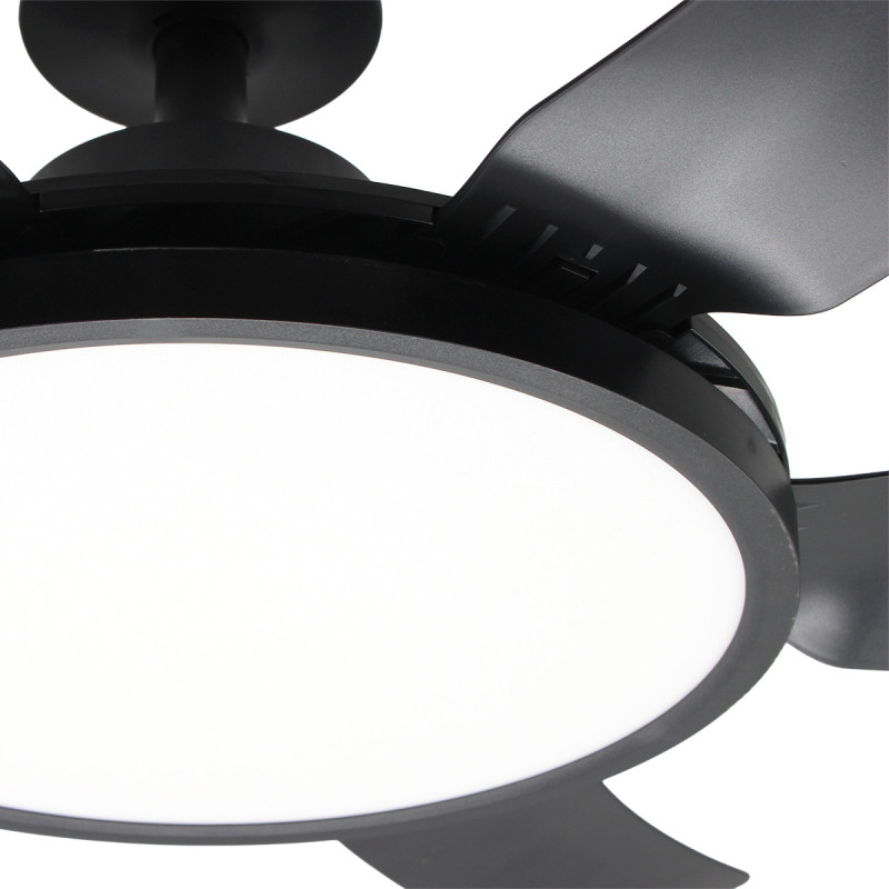 Ανεμιστήρας οροφής με 6 πτερύγια Φ76Χ27 εκ. 60 Watt με φωτισμό LED και controller Μαύρο - KESKOR 653370